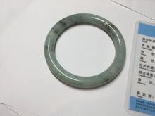 Load image into Gallery viewer, 55mm certified 100% natural Type A light green with green floating flowers round cut jadeite jade bangle BS106-2540
