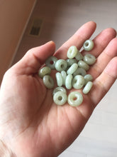 Load image into Gallery viewer, 12-13.2mm Type A 100% Natural light green yellow brown gray Jadeite Safety Guardian Button donuts pendant PF39 Add on item
