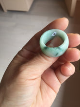 Load image into Gallery viewer, Size 10 3/4 100% natural type A sunny green light green white broad jadeite jade band ring thumb ring PC246-2
