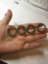 Load image into Gallery viewer, 100% natural type A ice watery oily dark green/gray/black(冰油青) jadeite jade band ring PC77
