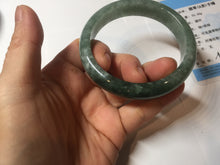 Load image into Gallery viewer, 56.4mm certified type A 100% Natural oily dark green gray black with flying snow Jadeite jade bangle PC203-7671
