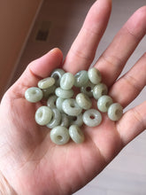 Load image into Gallery viewer, 12-13.2mm Type A 100% Natural light green yellow brown gray Jadeite Safety Guardian Button donuts pendant PF39 Add on item
