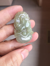 Load image into Gallery viewer, Type A 100% Natural  Light Green gray (淡油冰)Jadeite Jade bunny rabbit Pendant PC232
