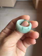 Load image into Gallery viewer, Size 10 3/4 100% natural type A sunny green light green white broad jadeite jade band ring thumb ring PC246-2
