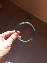 Load image into Gallery viewer, 58.3mm Certified Type A 100% Natural dark green/blue/gray Guatemala slim round cut Jadeite bangle PF12-5875
