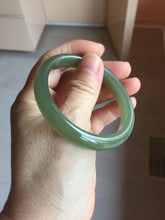 Load image into Gallery viewer, 53mm Certified 100% Natural light green yellow gray Deep Lake Water Green Nephrite Bangle HN178-6937
