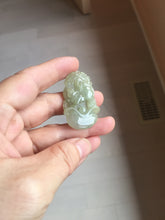 Load image into Gallery viewer, Type A 100% Natural  Light Green gray (淡油冰)Jadeite Jade bunny rabbit Pendant PC232
