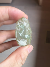 Load image into Gallery viewer, Type A 100% Natural  Light Green gray (淡油冰)Jadeite Jade Horse Pendant PC233
