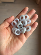 Load image into Gallery viewer, 16.4-17mm Type A 100% Natural light purple white gray Jadeite Safety Guardian Button donuts pendant PF27
