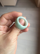 Load image into Gallery viewer, Size 12 100% natural type A sunny green light green white broad jadeite jade band ring thumb ring PC246-3
