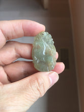 Load image into Gallery viewer, Type A 100% Natural  Light Green gray (淡油冰)Jadeite Jade Horse Pendant PC233
