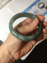 Load image into Gallery viewer, 56.4mm certified type A 100% Natural oily dark green gray black with flying snow Jadeite jade bangle PC203-7671
