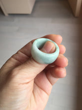 Load image into Gallery viewer, Size 12 100% natural type A sunny green light green white broad jadeite jade band ring thumb ring PC246-3
