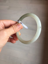 Load image into Gallery viewer, 56mm certified Type A 100% Natural white light green gray slim round cut Jadeite Jade bangle PB253-3715
