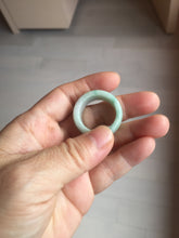 Load image into Gallery viewer, Size 12 100% natural type A sunny green light green white broad jadeite jade band ring thumb ring PC246-3
