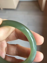 Load image into Gallery viewer, 53mm Certified 100% Natural light green yellow gray Deep Lake Water Green Nephrite Bangle HN178-6937
