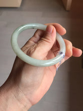 Load image into Gallery viewer, 56mm certified Type A 100% Natural white light green gray slim round cut Jadeite Jade bangle PB253-3715
