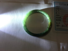 Load image into Gallery viewer, 57.4mm Certified 100% natural Type A oily dark green/ gray/brown (老油青) slim round cut jadeite jade bangle PB319-0599
