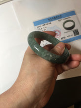 Load image into Gallery viewer, 56.4mm certified type A 100% Natural oily dark green gray black with flying snow Jadeite jade bangle PC203-7671
