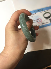 Load image into Gallery viewer, 56.4mm certified type A 100% Natural oily dark green gray black with flying snow Jadeite jade bangle PC203-7671
