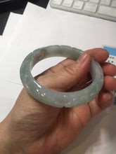 Load image into Gallery viewer, 55.5mm Certified Type A 100% Natural light green with carved Ancient Coin, Auspicious Cloud, and Lingzhi Jadeite Jade bangle PA75-6260
