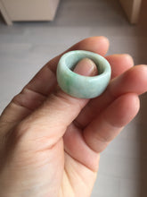 Load image into Gallery viewer, Size 10 3/4 100% natural type A sunny green light green white broad jadeite jade band ring thumb ring PC246-4
