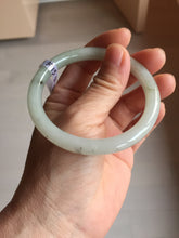 Load image into Gallery viewer, 56mm certified Type A 100% Natural white light green gray slim round cut Jadeite Jade bangle PB253-3715
