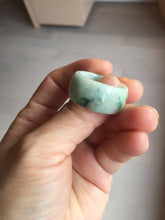 Load image into Gallery viewer, Size 10 3/4 100% natural type A sunny green light green white broad jadeite jade band ring thumb ring PC246-4
