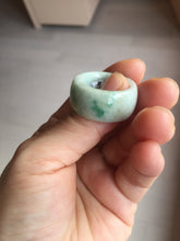 Load image into Gallery viewer, Size 10 3/4 100% natural type A sunny green light green white broad jadeite jade band ring thumb ring PC246-4
