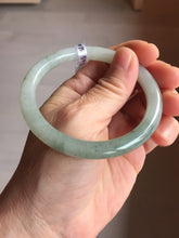 Load image into Gallery viewer, 54mm certified Type A 100% Natural white oily light green gray( 淡油青) slim round cut Jadeite Jade bangle PB254-3708
