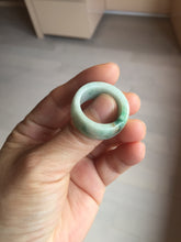 Load image into Gallery viewer, Size 10 3/4 100% natural type A sunny green light green white broad jadeite jade band ring thumb ring PC246-4
