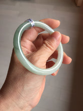 Load image into Gallery viewer, 54mm certified Type A 100% Natural white oily light green gray( 淡油青) slim round cut Jadeite Jade bangle PB254-3708
