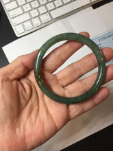 Load image into Gallery viewer, 57.4mm Certified 100% natural Type A oily dark green/ gray/brown (老油青) slim round cut jadeite jade bangle PB319-0599
