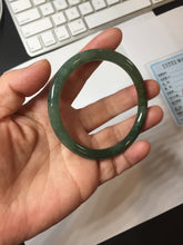 Load image into Gallery viewer, 57.4mm Certified 100% natural Type A oily dark green/ gray/brown (老油青) slim round cut jadeite jade bangle PB319-0599
