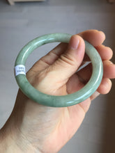 Load image into Gallery viewer, 55.8mm Certified type A 100% Natural  light green gray round cut Jadeite bangle PD38-9582
