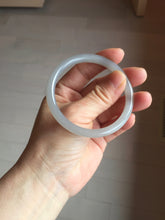 Load image into Gallery viewer, 55mm Certified 100% Natural icy watery gray black(灰冰) smoky gray(烟紫) slim round cut nephrite jade bangle HT124-9091
