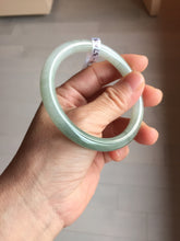 Load image into Gallery viewer, 54mm certified Type A 100% Natural white oily light green gray( 淡油青) slim round cut Jadeite Jade bangle PB254-3708
