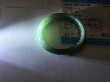 Load image into Gallery viewer, 50mm Certified Type A 100% Natural Oily Dark Green Gray Black with Flying Snow Oval Jadeite Jade Bangle PC204-7683
