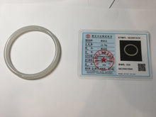 Load image into Gallery viewer, 59mm Certified 100% Natural icy light gray white(灰冰) slim round cut nephrite jade bangle HN73-9136
