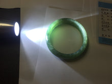Load image into Gallery viewer, 50mm Certified Type A 100% Natural Oily Dark Green Gray Black with Flying Snow Oval Jadeite Jade Bangle PC204-7683
