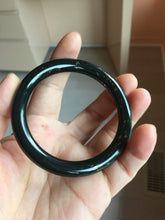 Load image into Gallery viewer, 54.2mm 100% Natural Dark Green/Black Meteorite Starry Night Sky Galaxy Nephrite Bangle HN177-0566
