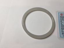 Load image into Gallery viewer, 59mm Certified 100% Natural icy light gray white(灰冰) slim round cut nephrite jade bangle HN73-9136
