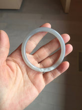 Load image into Gallery viewer, 55mm Certified 100% Natural icy watery gray black(灰冰) smoky gray(烟紫) slim round cut nephrite jade bangle HT124-9091
