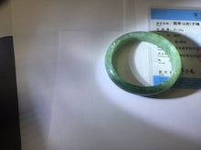 Load image into Gallery viewer, 50mm Certified Type A 100% Natural Oily Dark Green Gray Black with Flying Snow Oval Jadeite Jade Bangle PC204-7683
