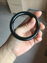 Load image into Gallery viewer, 54.2mm 100% Natural Dark Green/Black Meteorite Starry Night Sky Galaxy Nephrite Bangle HN177-0566
