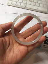 Load image into Gallery viewer, 59mm Certified 100% Natural icy light gray white(灰冰) slim round cut nephrite jade bangle HN73-9136

