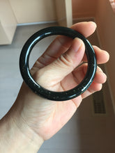 Load image into Gallery viewer, 54.2mm 100% Natural Dark Green/Black Meteorite Starry Night Sky Galaxy Nephrite Bangle HN177-0566
