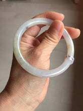 Load image into Gallery viewer, 58mm certified Type A 100% Natural light green purple brown with brown red flying dandelions slim round cut Jadeite Jade bangle PB255-3718
