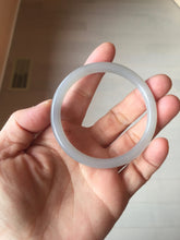 Load image into Gallery viewer, 55mm Certified 100% Natural icy watery gray black(灰冰) smoky gray(烟紫) slim round cut nephrite jade bangle HT124-9091
