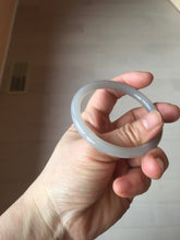 Load image into Gallery viewer, 55mm Certified 100% Natural icy watery gray black(灰冰) smoky gray(烟紫) slim round cut nephrite jade bangle HT124-9091
